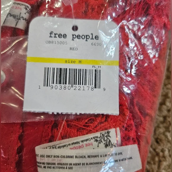 Free People Sabina Ginger Set Crop Top Mini Skirt Lace Red Sizes Sm & Md NWT - Picture 8 of 16